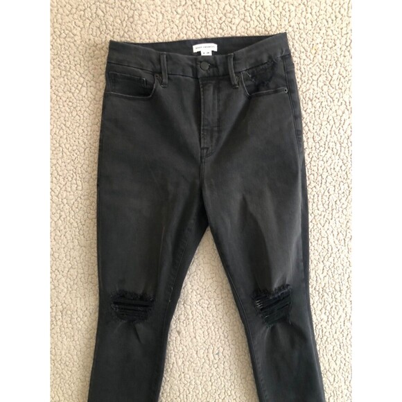 Good American Women’s Skinny Jeans Size 6 / 28 Black Distressed High Rise Denim - Picture 5 of 12